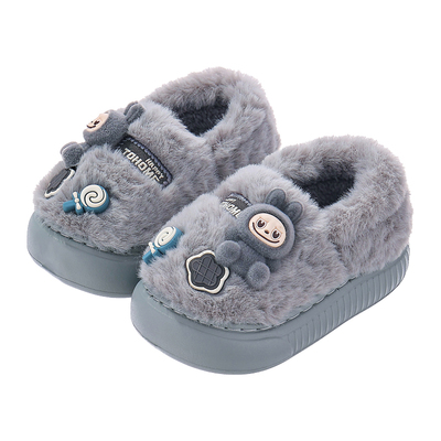 儿童卡通毛绒棉拖鞋秋冬季保暖