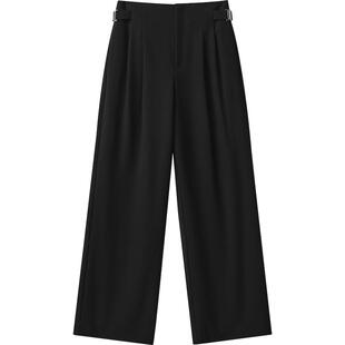 播简约宽松休闲裤女春秋垂感西装气质阔腿裤DDR3KD5033