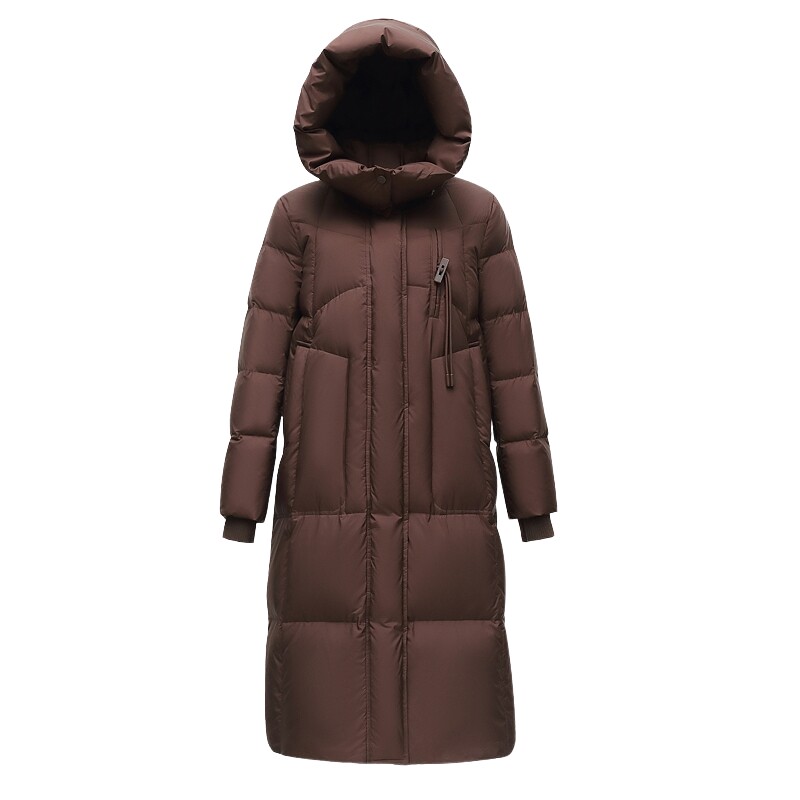 长款羽绒服雪中飞可脱卸帽