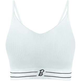 好奇蜜斯芭比联名运动风内衣女美背吊带可外穿背心文胸罩带胸垫粉