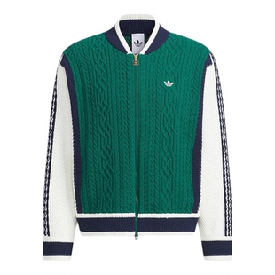 阿迪达斯男子2025冬新款经典复古棒球风撞色运动宽松针织衫KS5962