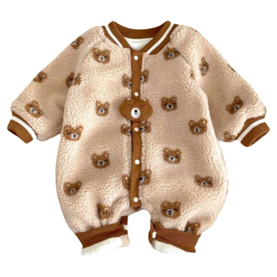 婴儿连体衣冬季保暖满月宝宝衣服加厚冬装小月龄外出服幼儿过年服