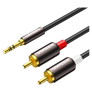 绿联音频线一分二3.5mm转双莲花rca插头电脑手机接功放低音炮通用