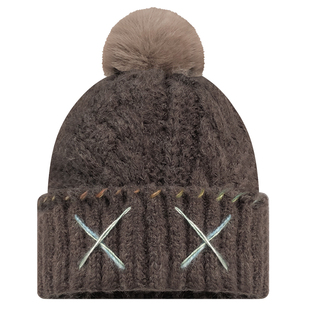 山系冷帽女冬季加绒加厚保暖毛球针织帽子骑车滑雪防寒护耳毛线帽