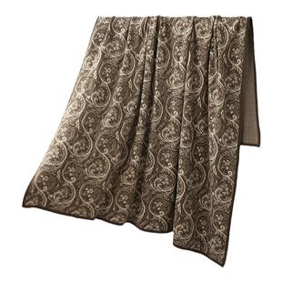 内蒙古塞上驼纯羊绒盖毯披毯北欧风羊毛毯空调毯简约现代植物花卉