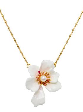 时尚新款珐琅釉镶嵌女白色珍珠