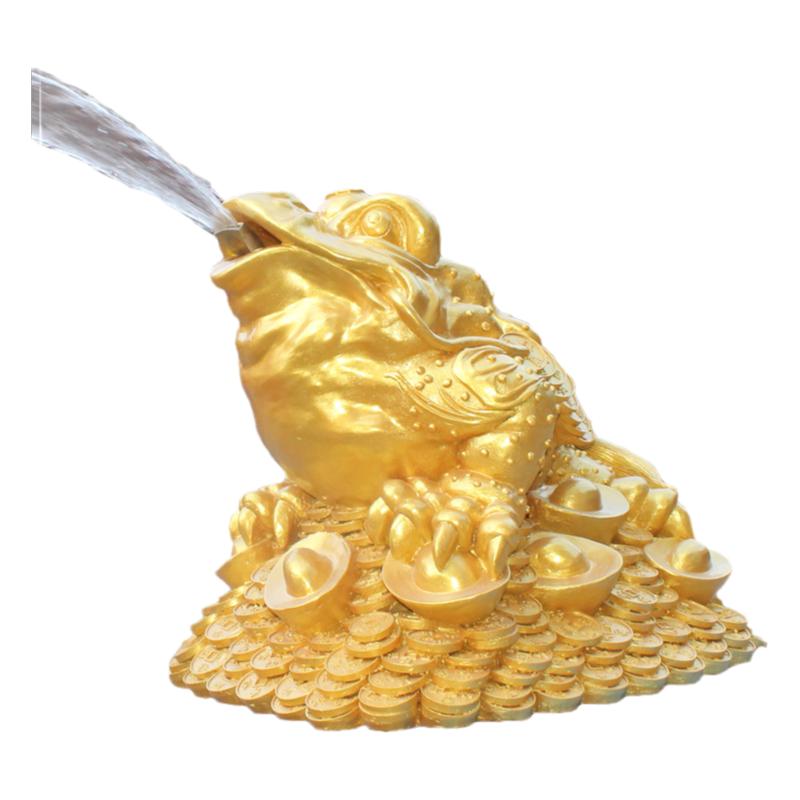 金蟾摆件仿石雕金蟾吐水仿青石三足蟾蜍招财纳福蛤蟆喷水鱼池景观
