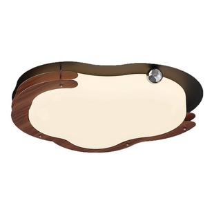 奶油风卧室吸顶灯日式挓寂风云朵复古胡桃木色主卧室房间住房灯