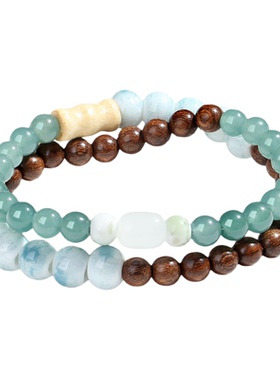 普陀山马年天然玉髓檀木手串国风