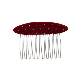 复古波点丝绒倒插梳碎发整理发梳女无痕刘海发夹子秋冬高颅顶头饰