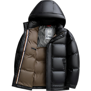 雪中飞免洗易打理羽绒服男短款连帽加厚保暖中青年面包服冬季外套