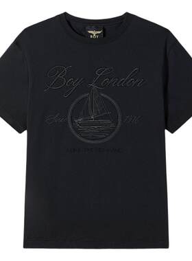 BOYLONDON黑色暗纹立体刺绣T恤26年夏季新款男女凉感短袖N01038