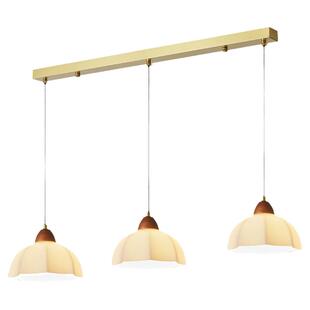 中古风餐厅吊灯胡桃木色创意个性吧台餐桌茶室侘寂风三头灯具