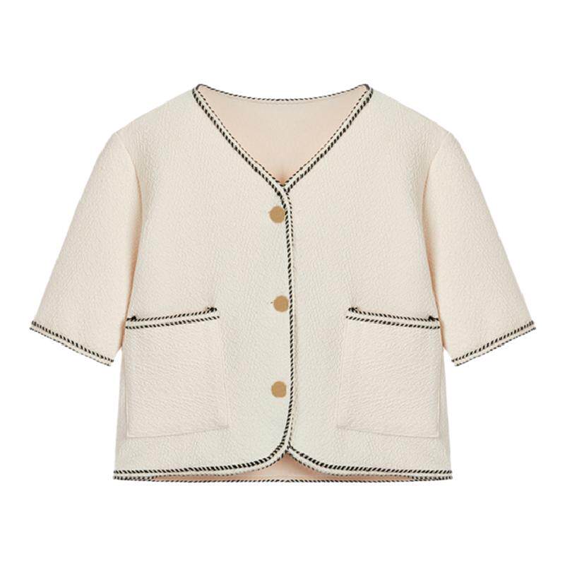 小香风辣妈装领纽扣喂奶服开衫