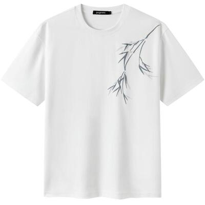 gxg.jeans男装  多色质感印花新中式简约时尚圆领短袖T恤夏季热销