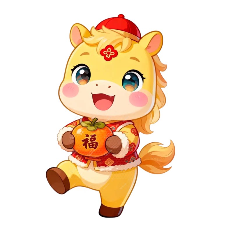 小马送福可爱卡通马宝宝贴纸马年过年装饰门贴大门木门冰箱门贴纸