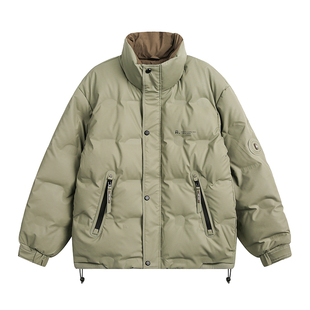 悟空有货冬季潮牌压印90白鸭绒立领羽绒服男复古情侣保暖轻薄外套