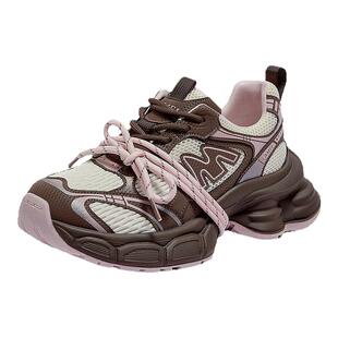 骆驼女鞋2026春季厚底老爹鞋女增高休闲运动鞋