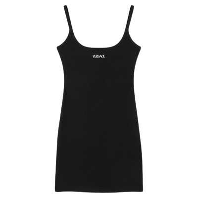 【12期免息】VERSACE/范思哲 女士Logo罗纹修身迷你连衣裙