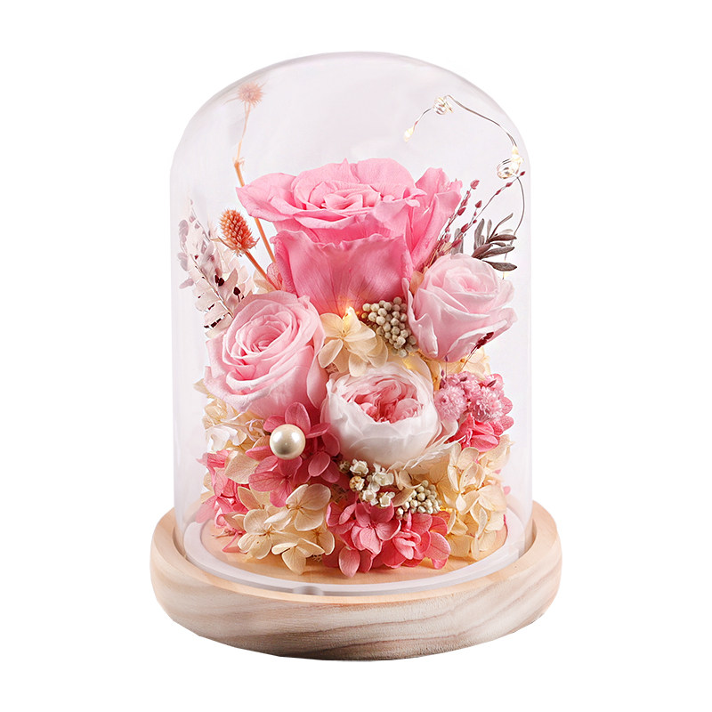 永生花花束粉色玫瑰花干花真花康永生花