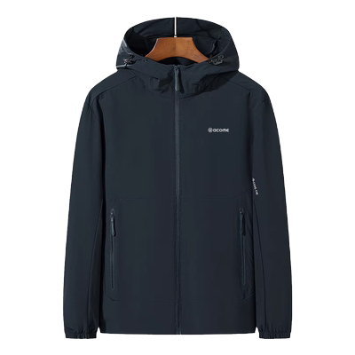 春季阿珂姆连帽弹力外套防风透气男士休闲夹克薄款皮肤衣