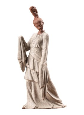 炼器禅意古风仕女紫砂人物摆件