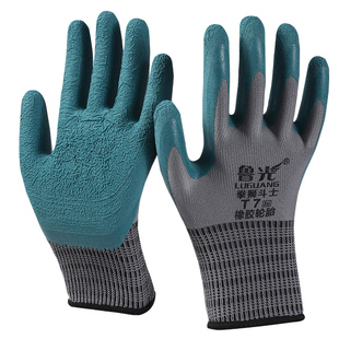鲁光拳狮斗士T7耐磨轮胎橡胶防滑手套劳保防护浸胶挂胶皮干活手套