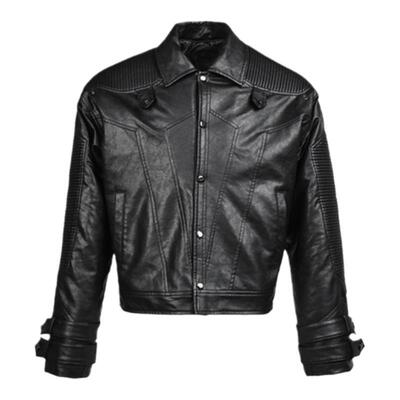 高腰廓形夹棉机车夹克外套