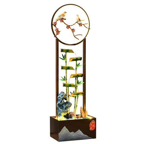 新中式招财流水摆件循环水客厅电视柜旁落地装饰公司开业乔迁礼物