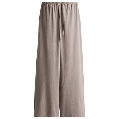 HM女装休闲裤冬季棉质直筒宽松休闲抽绳设计长裤1270859