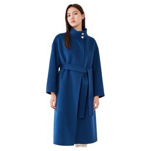 立领纯羊毛双面呢大衣女长款秋冬时尚宽松斗篷显瘦烟囱领大衣