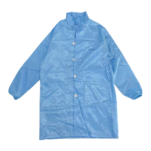 防静电服无尘翻领大褂衣服洁净蓝色白色防尘服装男女工作服防护服