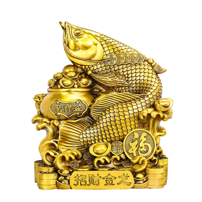 铜金龙鱼摆件年年有余家居工艺品