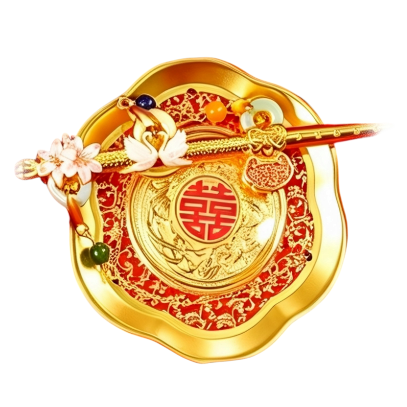 深圳水贝新婚称足金999称心如意1g黄金中式结婚节日新婚礼物礼盒
