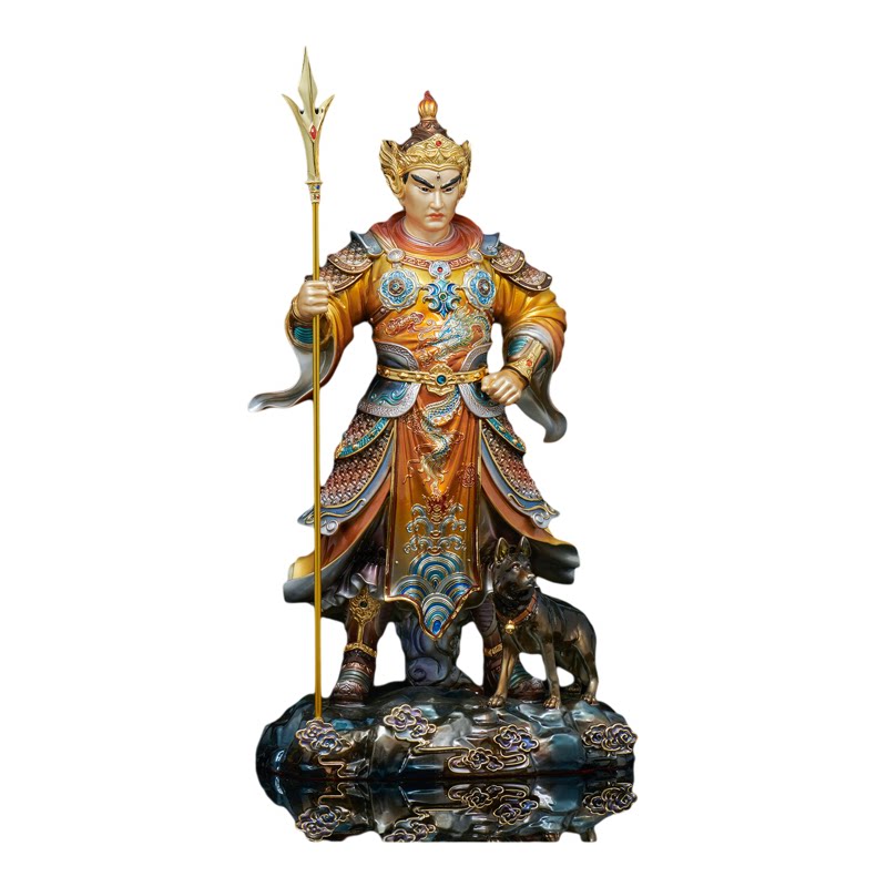 铜二郎神杨戬神像家用供奉二郎显圣真君哮天犬灌口二郎神佛像摆件
