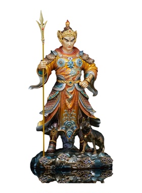 铜二郎神杨戬神像家用供奉二郎显圣真君哮天犬灌口二郎神佛像摆件