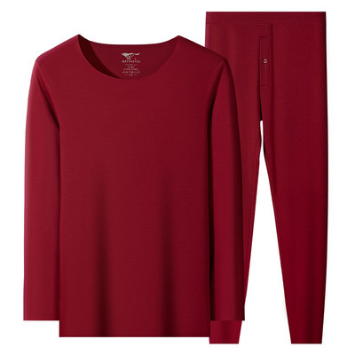 七匹狼本命年酒红保暖内衣套装