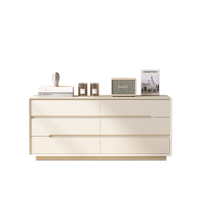 全实木八斗柜皮质极简奶油风床尾收纳柜现代简约客厅五六斗边柜