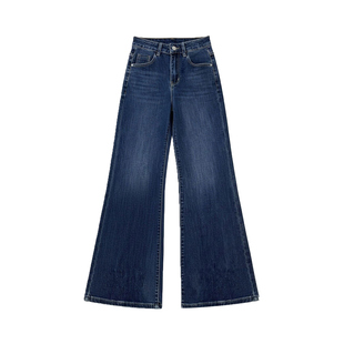 300斤大码女装学生高腰牛仔裤女新款胖mm韩版复古设计感微喇裤子