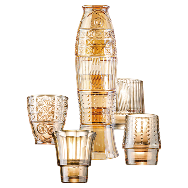 乐唯诗锦鲤叠叠杯年年有鱼杯鲤鱼杯玻璃杯水杯套装茶杯茶具礼物