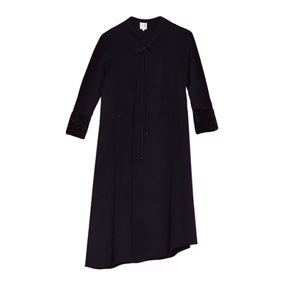 【闪购价】生姜 冬季羊羔毛不规则下摆复古呢大衣外套11943105A