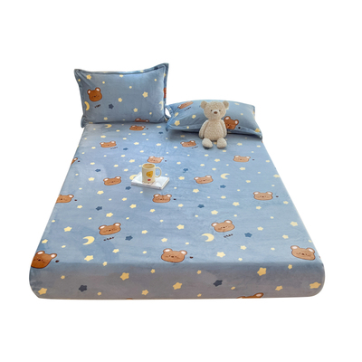 冬季加厚牛奶绒床笠单件珊瑚绒床罩保暖床垫保护罩三件套防滑床单