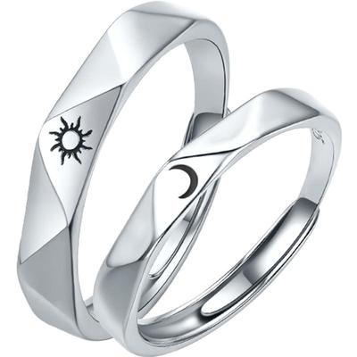 六桂福珠宝925银星月情侣对戒