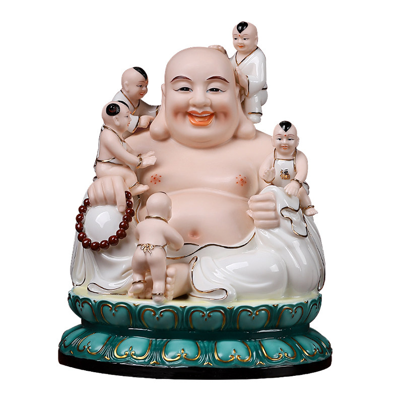 戴玉堂陶瓷居家家古莲五子笑佛