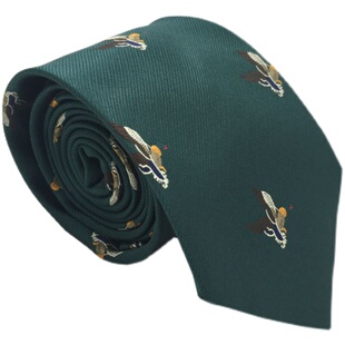 男女复古英伦雅痞墨绿黄色上班休闲结婚主持趣味小众动物提花领带