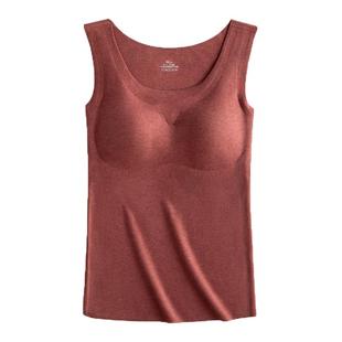 趣安芬德绒抑菌保暖背心女磨毛发热带胸垫打底舒适加绒保暖内衣女