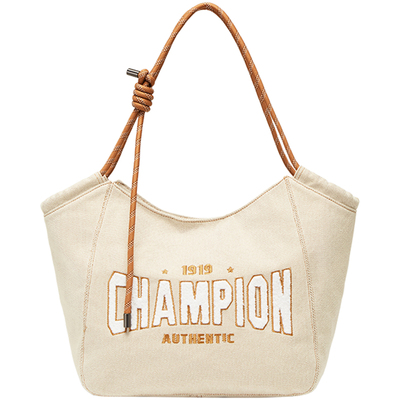 champion冠军春秋托特包女大容量单肩包时尚通勤腋下手提包刺绣