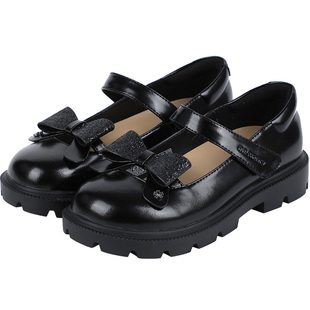 Dr.Kong江博士童鞋春款黑色演出皮鞋蝴蝶结礼仪鞋女童单鞋