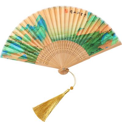 中国风7寸扇子千里江山图折扇