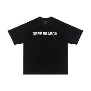 「凉感抗菌」DEEP SEARCH刻字膜LOGO户外中性百搭夏季宽松短袖T恤